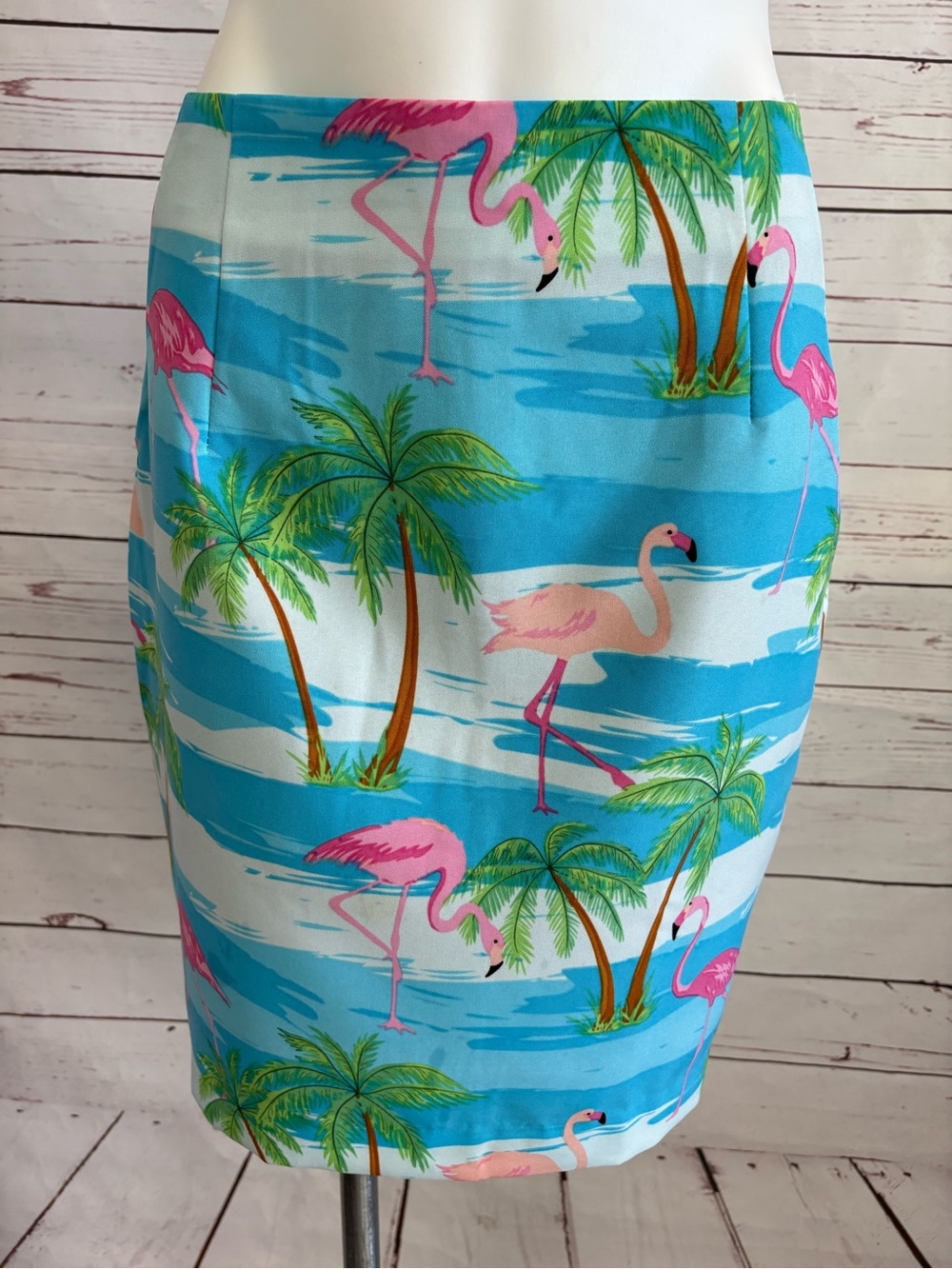OppoSuits Flamingirl Tropical Flamingo Pencil Skirt Size 10 Palm Trees Cruise